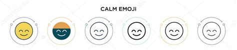 Calma Icono Emoji En Línea Llena Delgada Contorno Y Estilo De Trazo