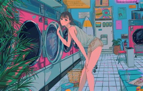 Wallpaper Anime Girls Najuco Original Characters Laundry 2d