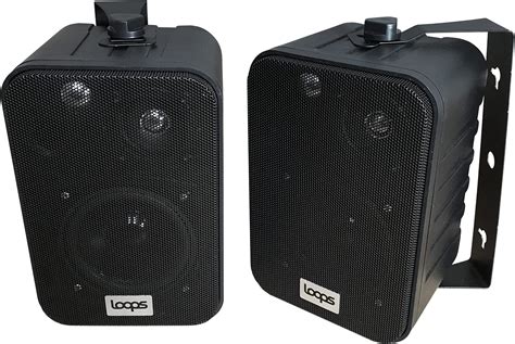 Loops 70w 4 2 Way Stereo Speakers Pair Pair Of Black Wall Mounted