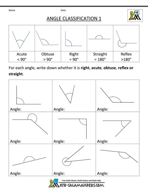Most worksheets require students to identify or analyze acute, obtuse, and right angles. 4th Grade Geometry