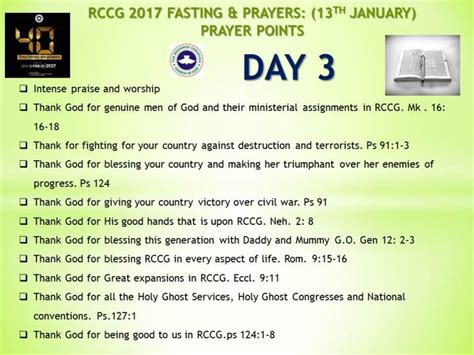 Phase3 prayer points are on goshenwells app. Day 3: RCCG 2017 fasting & prayers: (13th January) Prayer ...