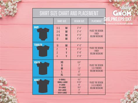 T Shirt Size Chart And Placement Svg T Shirt Size Chart Svg