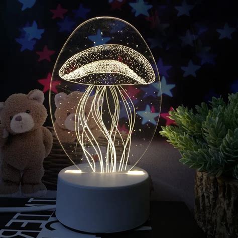 Buy Acrylic Jellyfish Led Night Lamp Gradient 3d Table