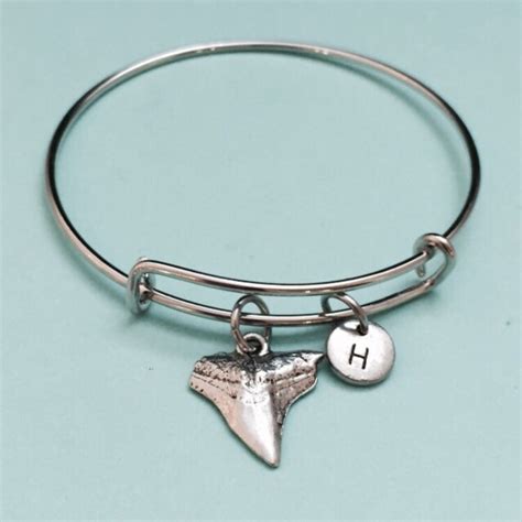 Shark Tooth Bangle Shark Tooth Charm Bracelet By Toodaughters