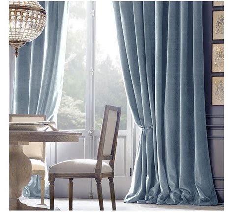 Pair Of Baby Blue Velvet Curtains Bedroom Velvet Curtains Living Room