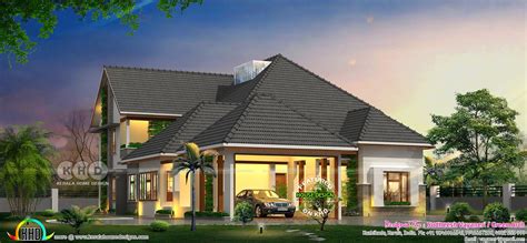4 Bhk Sloped Roof House Architecture Design Kerala Ho
