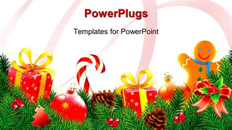 PowerPoint Template lots of Christmas tree ornaments and decorations