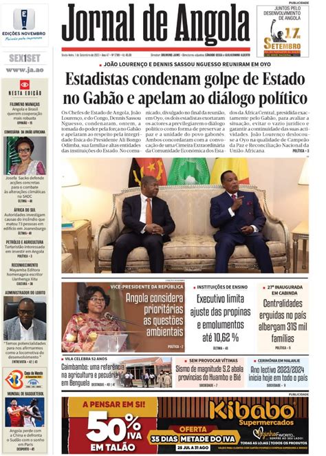 Jornal De Angola Sexta 01 De Setembro De 2023