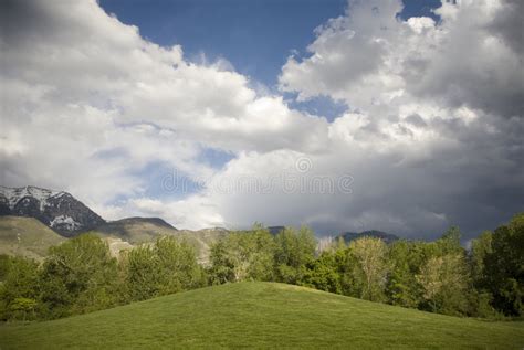 Green Hill And Blue Skies Stock Image Image Of Cloudy 773321