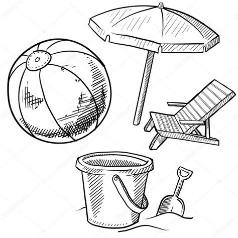 Molde de guarda chuva em patch aplique. Beach vacation items sketch ⬇ Vector Image by ...