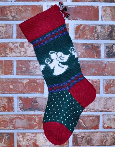 Personalized Knit Christmas Stocking 100 Us Wool Angel Etsy
