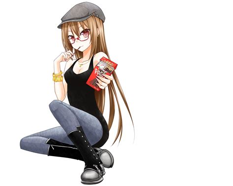 Brown hair, like black, is one of the more subtle hair colors in anime. brown eyes brown hair glasses hat long hair necklace ...