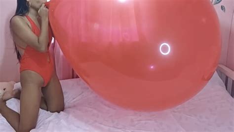 Camylle Giant 36 Red Balloon Blow To Pop ASIAN LOONER GIRLS Clips4Sale