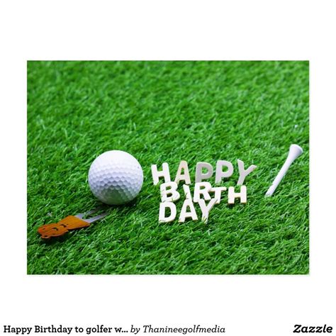 Happy Birthday To Golfer With Golf Ball And Tee Postcard Zazzle