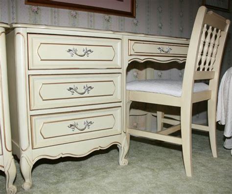 Pemberly row french provincial style rocking chair in antique white with fabric cushions. FOR SALE: Vintage Girl's #French_Provincial_bedroom_set ...