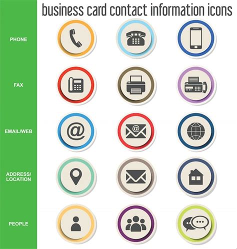 Premium Vector Business Card Contact Information Icons