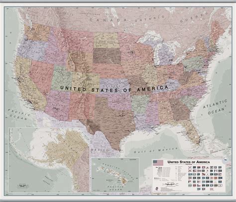 Large Executive Usa Wall Map Rolled Canvas With Hanging Bars