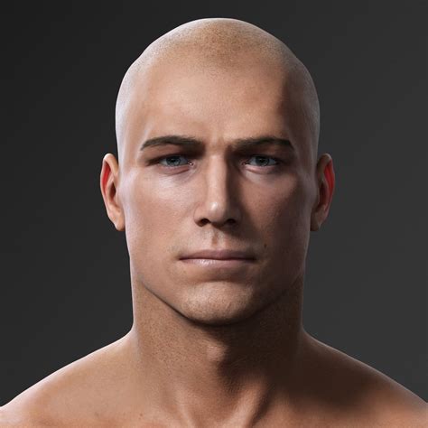 Photorealistic Male Body Realistic Head Model Male Portrait Male
