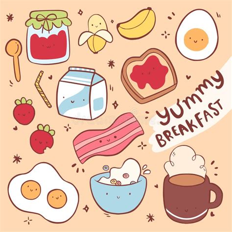 Cute Breakfast Doodle Stock Vector Illustration Of Milk 251583106