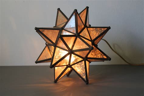 Moravian Star Lamp Boho Chic Antiqued Mirror Stained