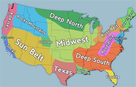 5 Regions Of The United States Map Us State Geography