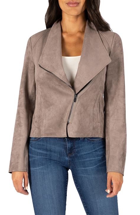 Kut From The Kloth Carina Faux Suede Drape Moto Jacket Lyst