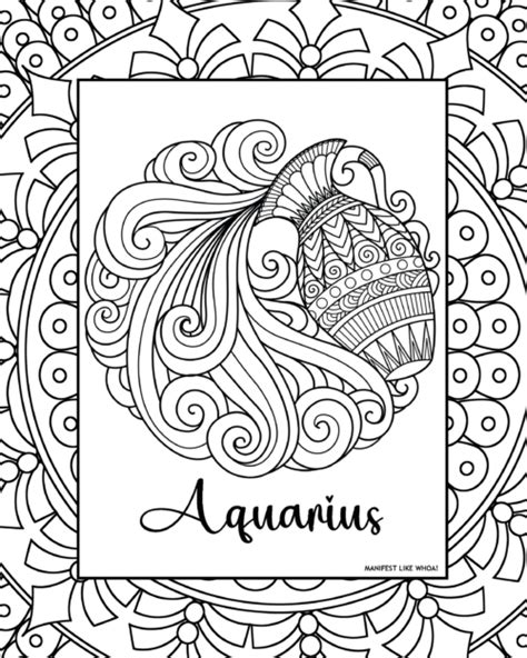 Free Printable Zodiac Sign Adult Coloring Pages 12 Sun Signs