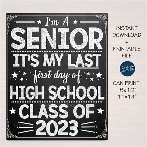 First Day Of Senior Year Sign First Day Of 12th Grade Sign Class Of