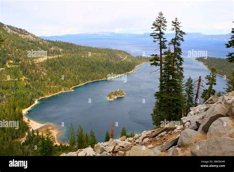United States California Panorama On Lake Tahoe Emerald Bay Stock