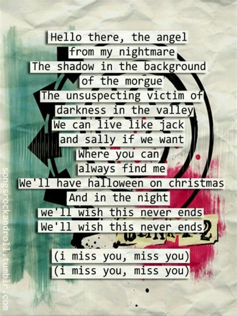 Maybe you would like to learn more about one of these? Blink-182 I miss you lyrics | this song has been stuck in ...