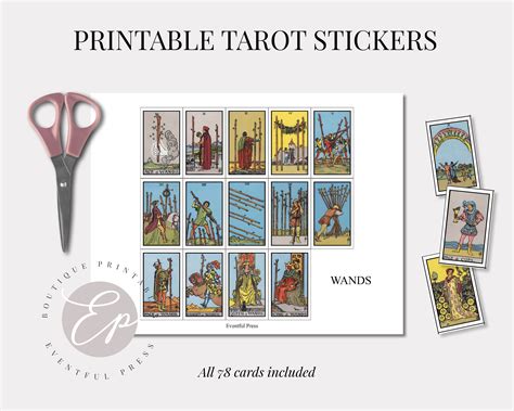 Printable Tarot Card Stickers 15 X 25 All 78 Cards Etsy