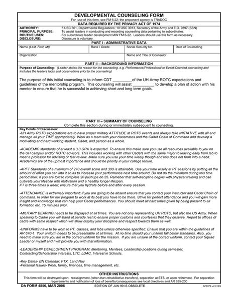 Developmental Counseling Form Data Required By The Privacy