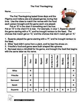 Below, you will find 4 puzzle and word game worksheets. Two for One Thanksgiving Logic Puzzles | Logic puzzles ...