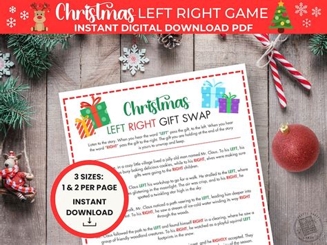Printable Left Right Christmas Party Game Fun Office T Exchange
