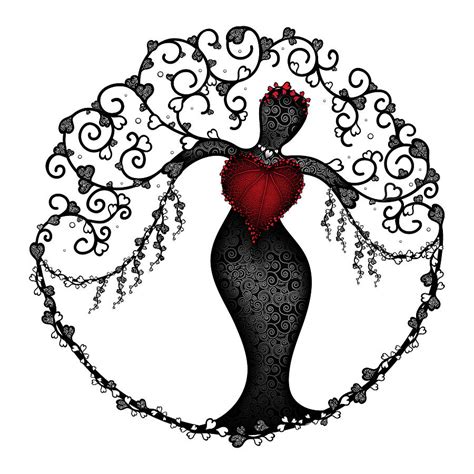 Tree Of Hearts Bw Digital Art By Serena King Fine Art America