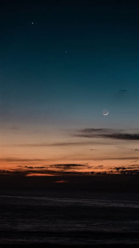 1080x1920 Evening Silhouette Sky Nature Moon Wallpaper Sunset