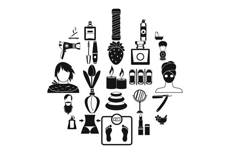 Cosmetology Icons Set Simple Style