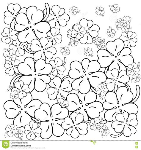 Willing to improve your kid's gross motor skills & concentration? Adult Coloring Book Page. Four Leaf Clovers. Hand Drawn ...
