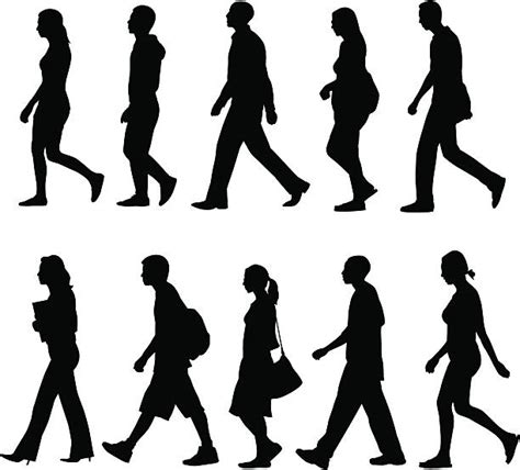 21200 Silhouette Of The People Walking Illustrations Royalty Free