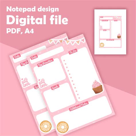 Daily Planner Printable Planner Template Design Digital Digital Art