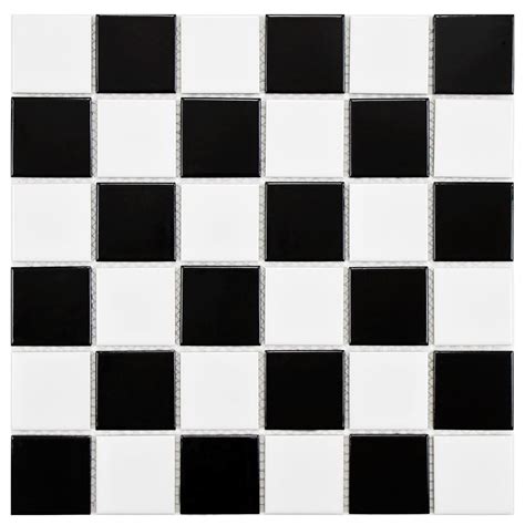 Merola Tile Boreal Quad Checker Black And White 11 78 In X 11 78 In
