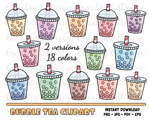 What is bubble tea (aka boba) and what does it taste like? Bubble tea clipart set Cute Boba tea clip art Digital cliparts Printable planner stickers Funny ...