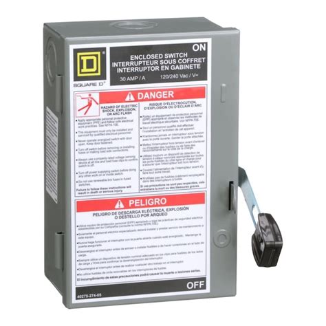 Square D 30 Amp 2 Pole Fusible Light Duty Safety Switch Disconnect In