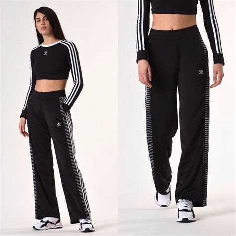 adidas originals wide leg track pants new with tags women us s color black classic 3
