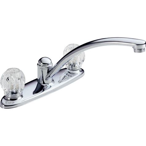 Follow along with our friends, mike and hannah, as they install a delta® two handle centerset kitchen faucet with veggie sprayer and flush the supply. Delta Foundations 2-Handle Standard Kitchen Faucet in ...