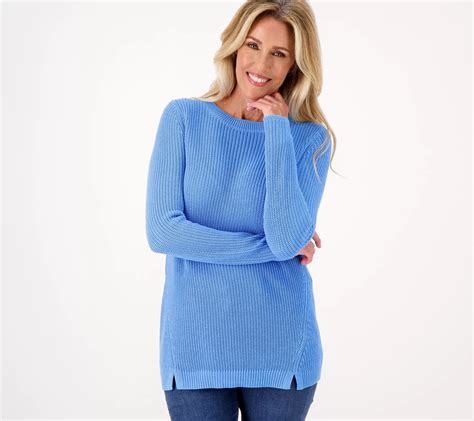 Belle by Kim Gravel Shaker Knit Double Split Hem Sweater - QVC.com