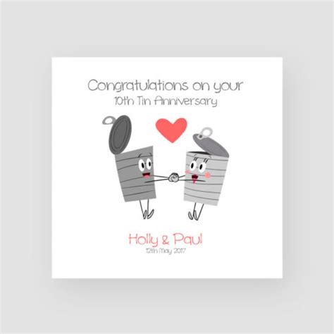 Personalised Handmade 10th Tin Wedding Anniversary Card Husband Wife Couple Ebay