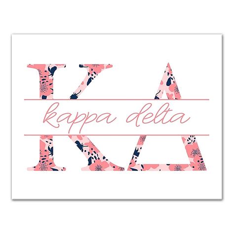 Designs Direct Kappa Delta Floral Greek Letters 14 X 11 Canvas Wall