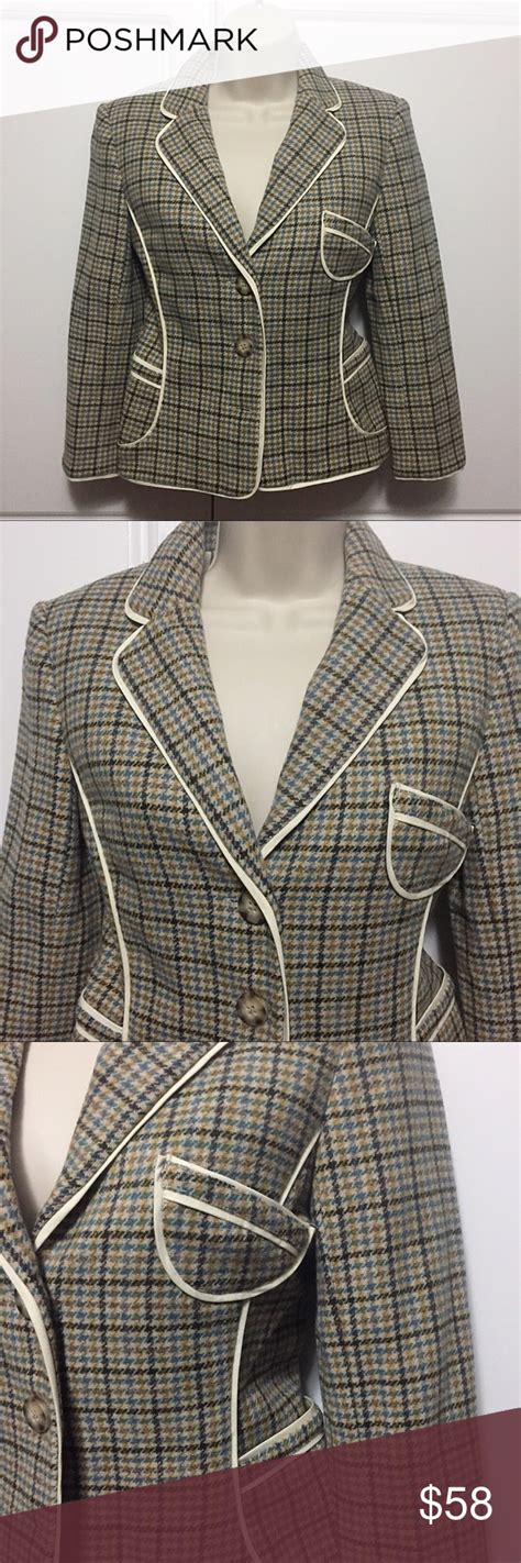 Juicy Couture Silk Lined Plaid Wool Blazer Juicy Couture Juicy Couture Jacket Wool Plaid