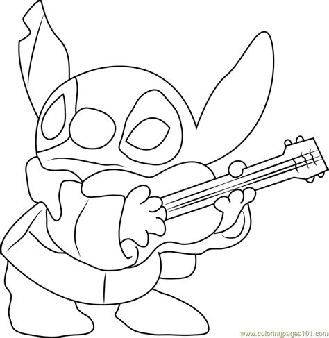 Cute fish coloring pages lovely kawaii food coloring pages awesome. Stitch Playing Guitar Coloring Page - Free Lilo & Stitch ...